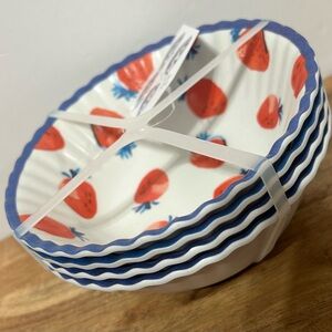 Hobby Lobby Set of 4 Melamine Bowls Strawberries 6”NEW